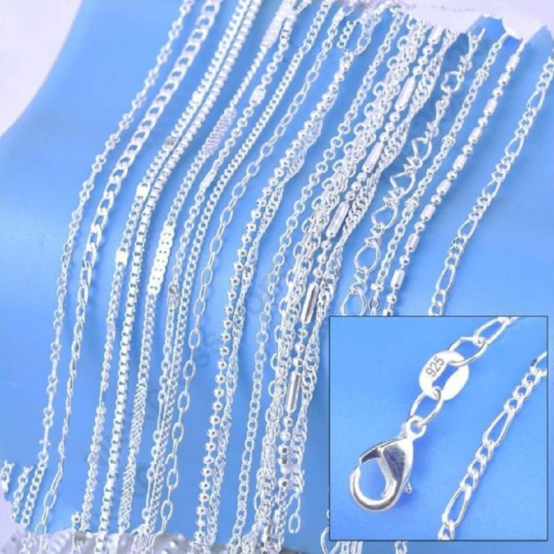 Genuine 925 Sterling Silver Chain Necklace Set