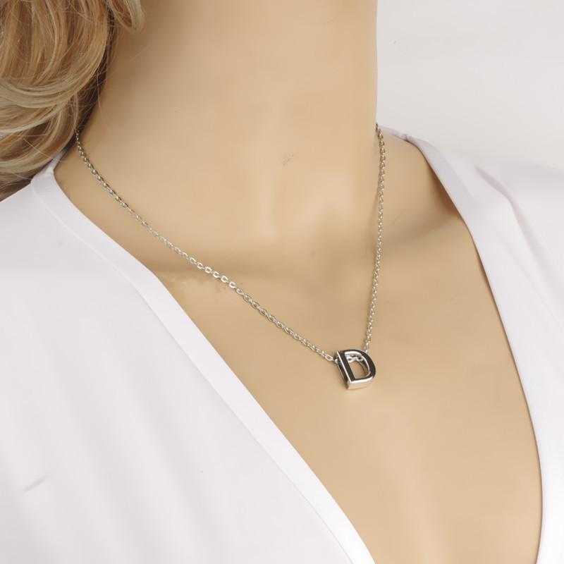 Heart-Shaped Initial Choker Pendant Necklace-Pendant Necklaces-Kirijewels.com-E-Silver Plated-Kirijewels.com