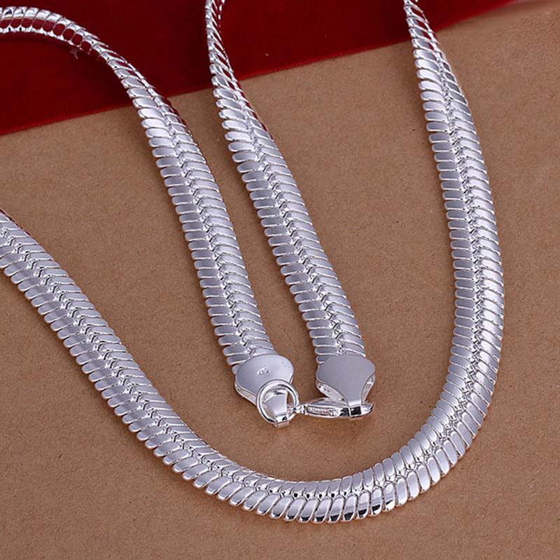 Sideways Sterling Silver Chain Necklace-Choker Necklaces-Kirijewels.com-45cm-Silver-Kirijewels.com