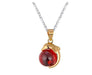 Sterling Silver Red Natural Stone Dolphin Pendant Necklace - Kirijewels.com
