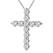 Silver Plated  CZ Crystal Zircon Stone Cross Necklace - Kirijewels.com