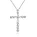 Silver Plated  CZ Crystal Zircon Stone Cross Necklace - Kirijewels.com