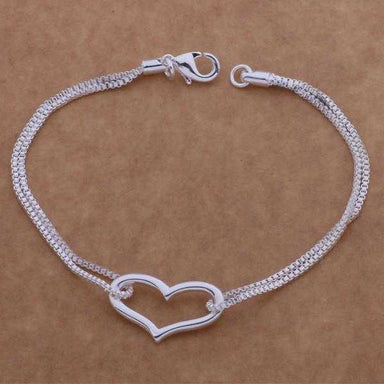 Free Sterling Silver Heart Love Bracelet-Bracelet-Kirijewels.com-Silver Heart-Kirijewels.com