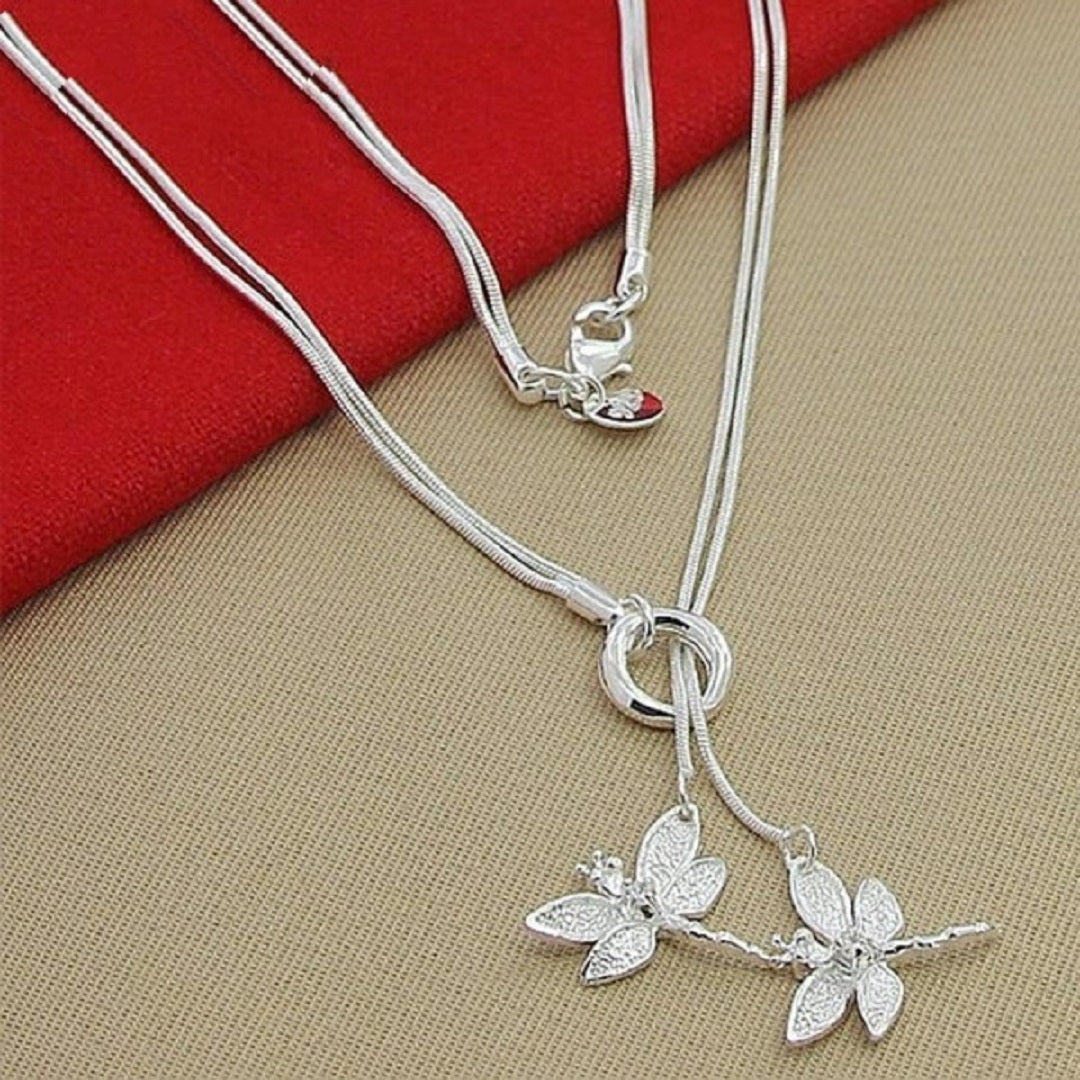 Ella 925 Sterling Silver Two Dragonfly Necklace