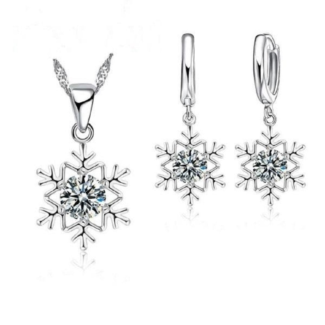 Angela 925 Sterling Silver Snowflake Jewelry Set