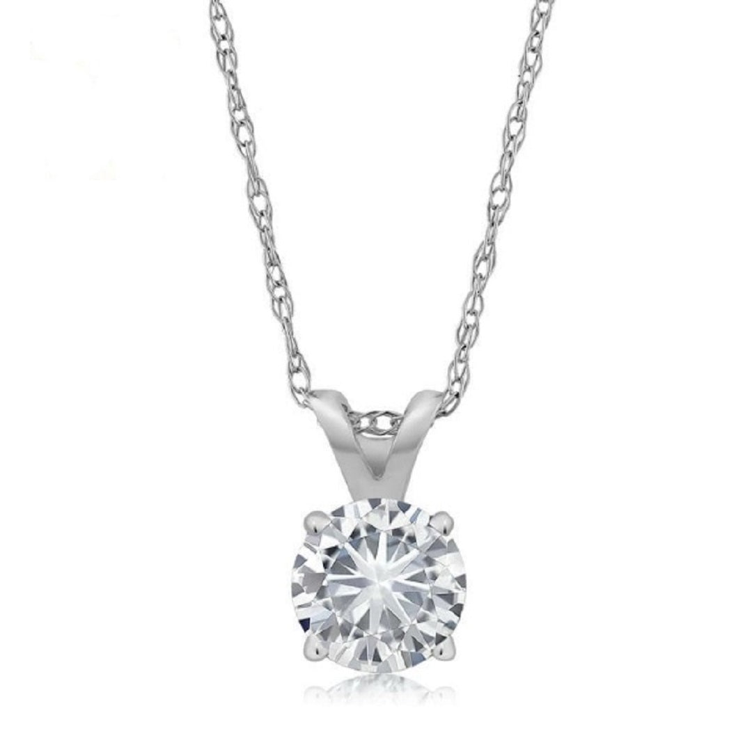 Moissanite 0.30 CT 14k White Gold Solitaire Chain Necklace
