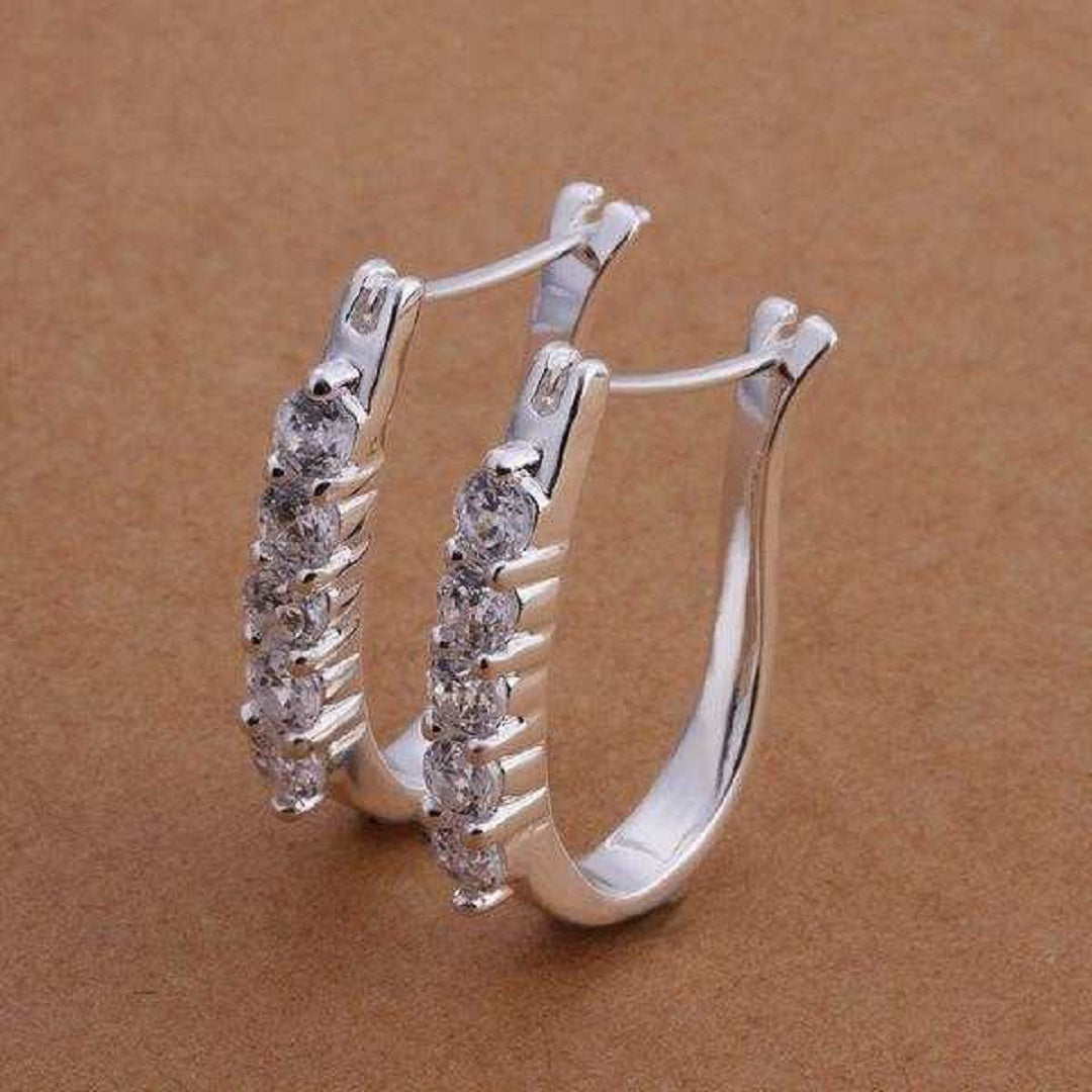 Sterling Silver Crystal Stud Earrings
