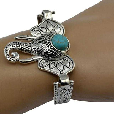 Free Silver Turquoise Elephant Bracelet-Bracelet-Kirijewels.com-Elephant-turquoise-Kirijewels.com