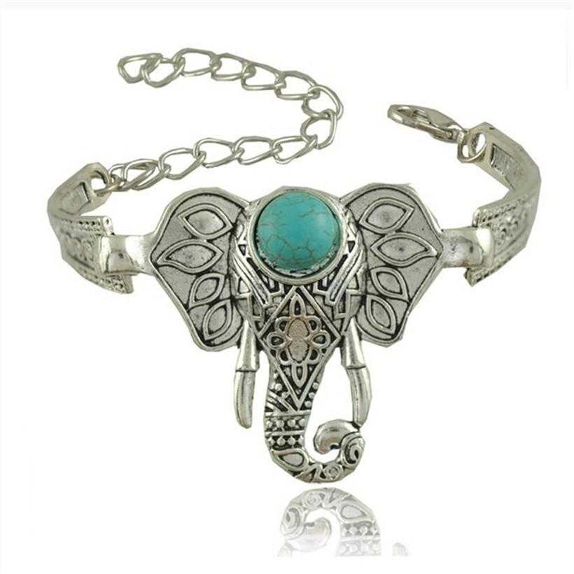 Silver Turquoise Bracelet-Bracelet-Kirijewels.com-Elephant-silver turquoise-Kirijewels.com