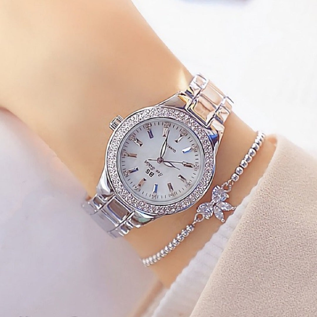 Crystal Diamond Stainless Steel Wrist Watch