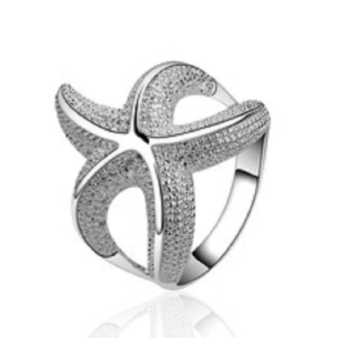Personalized Silver Plated Starfish Engagement Ring