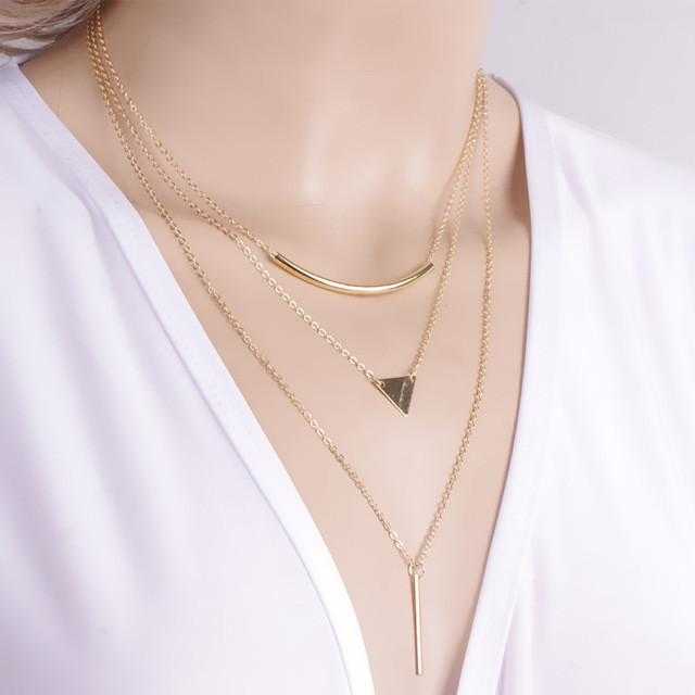 Multi Layer Stick Pendant Necklace-Necklace-Kirijewels.com-Multi Gold-Kirijewels.com