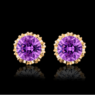 Sterling Silver Stud Earrings-earrings-Kirijewels.com-Purple & Gold-Kirijewels.com