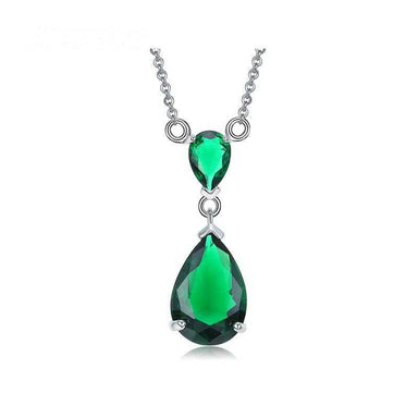 Double Teardrop Diamond Necklace-Necklace-Kirijewels.com-Green-Kirijewels.com