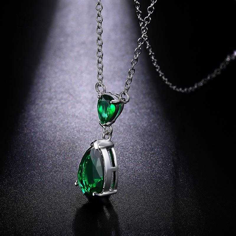 Free Double Teardrop Diamond Necklace-Necklace-Kirijewels.com-Green-Kirijewels.com