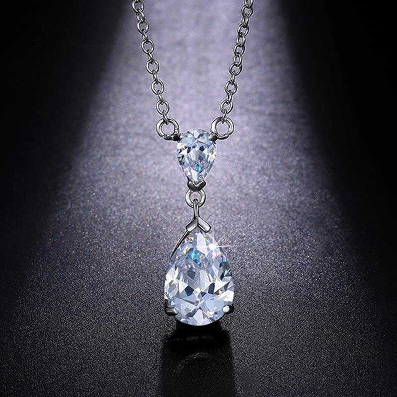 Free Double Teardrop Diamond Necklace-Necklace-Kirijewels.com-White-Kirijewels.com