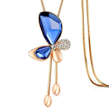 Fine Trendy Butterfly Long Necklace-Pendant Necklaces-Kirijewels.com-Blue-Kirijewels.com