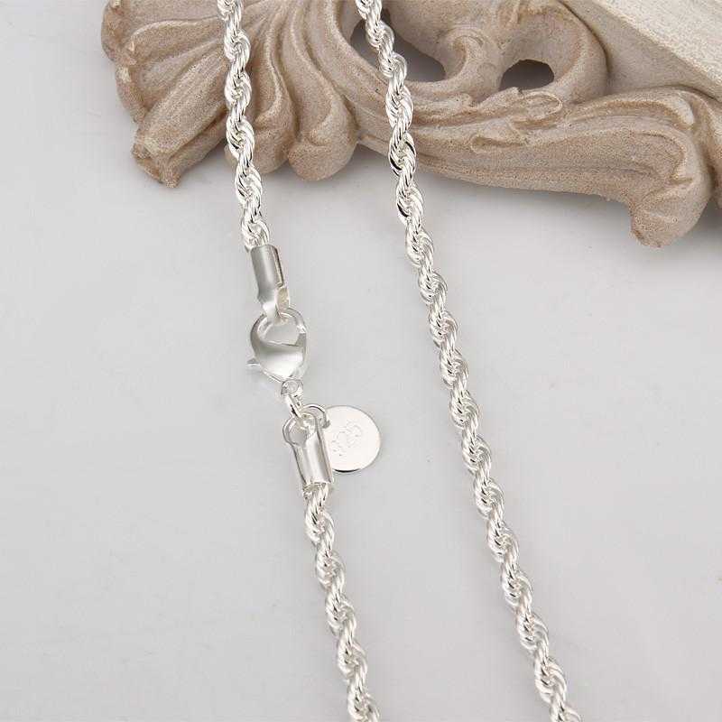 Sterling Silver Twisted Chain Necklace/2-Necklace-Kirijewels.com-silver 1mm 16inchs 40cm-Kirijewels.com
