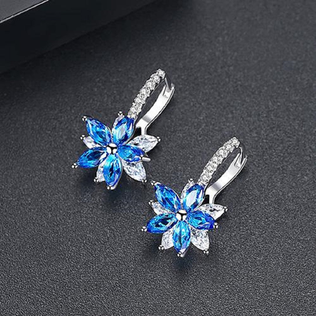 Lily Cubic Zirconia Crystal Flower Stud Earrings