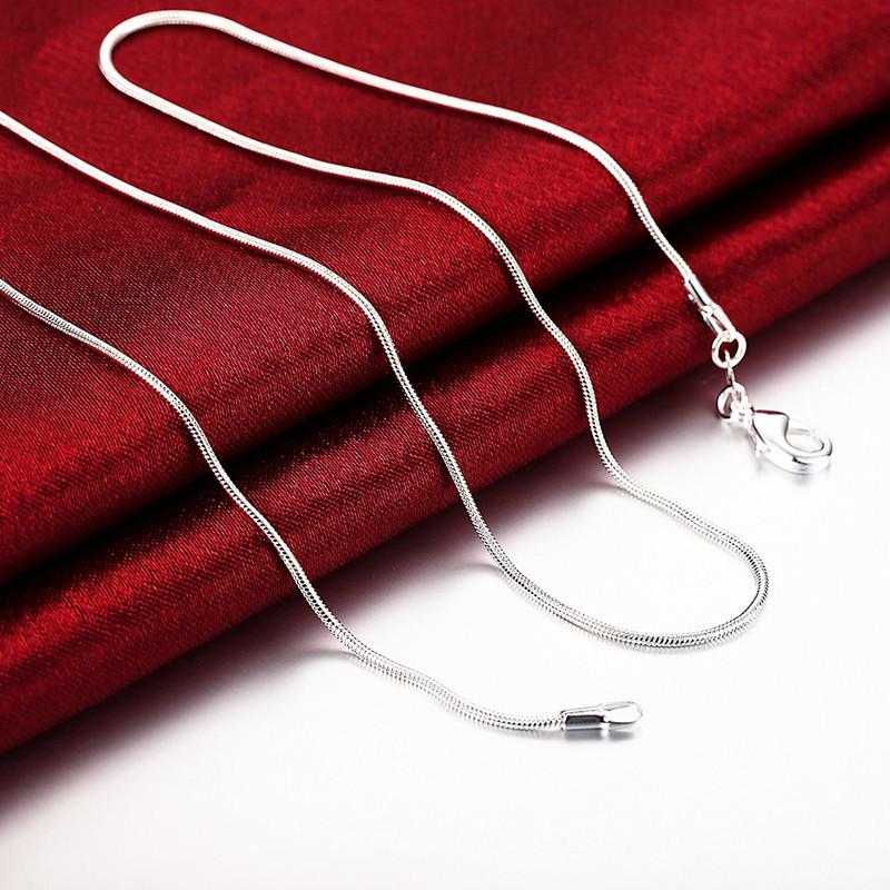 Sterling Silver Thin Water Wave Chain Necklace/2-Necklace-Kirijewels.com-16 Inch-Silver-Kirijewels.com