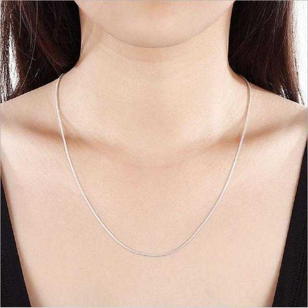 Thin Water Wave Sterling Silver Chain Necklace