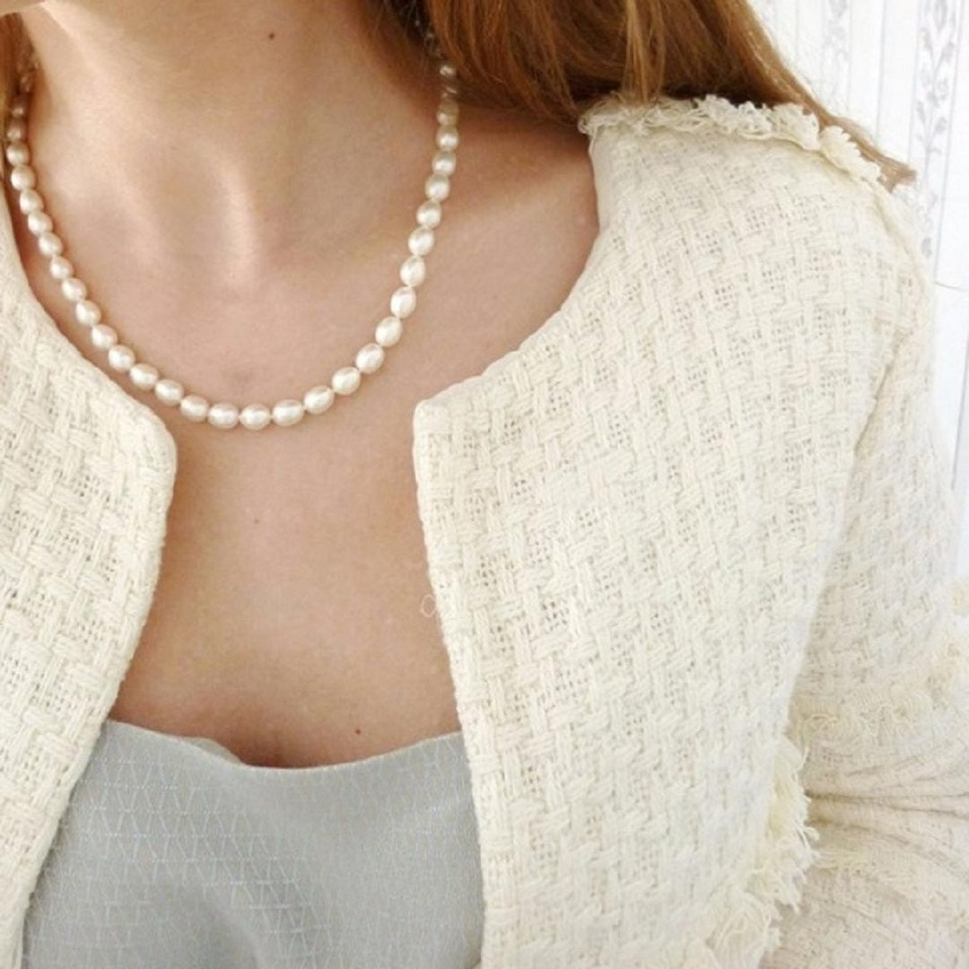 White Small Rice Pearl Jewelry Set