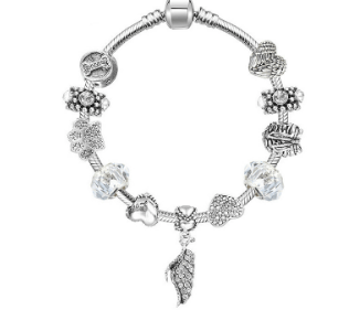 Angel Wing Bracelet-Charm Bracelets-Kirijewels.com-18cm Length-White-Kirijewels.com