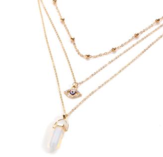 Bohemian Opal Stone Crystal Eye Necklace-Choker Necklaces-Kirijewels.com-white NJCS65420-Kirijewels.com