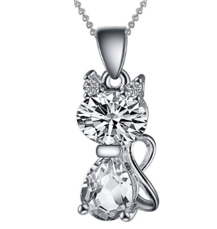 Free Silver Chain Cat Necklace-Necklace-Kirijewels.com-Purple-Kirijewels.com
