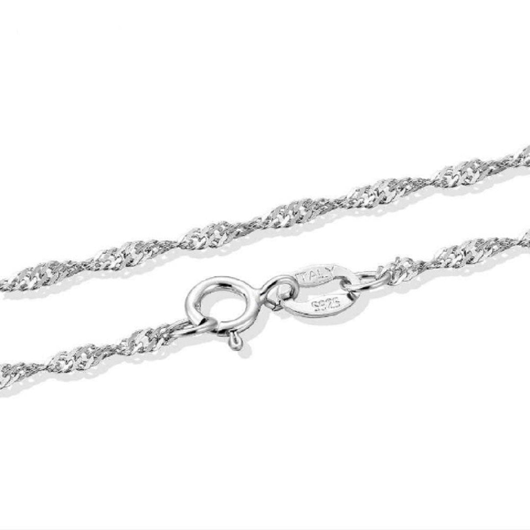 Genuine Sterling Silver Water Wave Chain Necklace