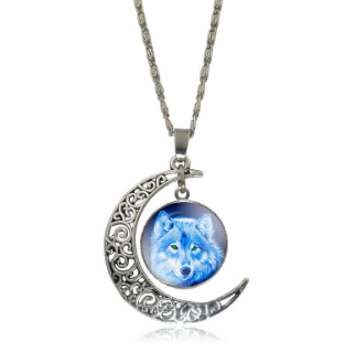 Free Moon Wolf Necklace-Necklace-Kirijewels.com-purple S2947-Kirijewels.com
