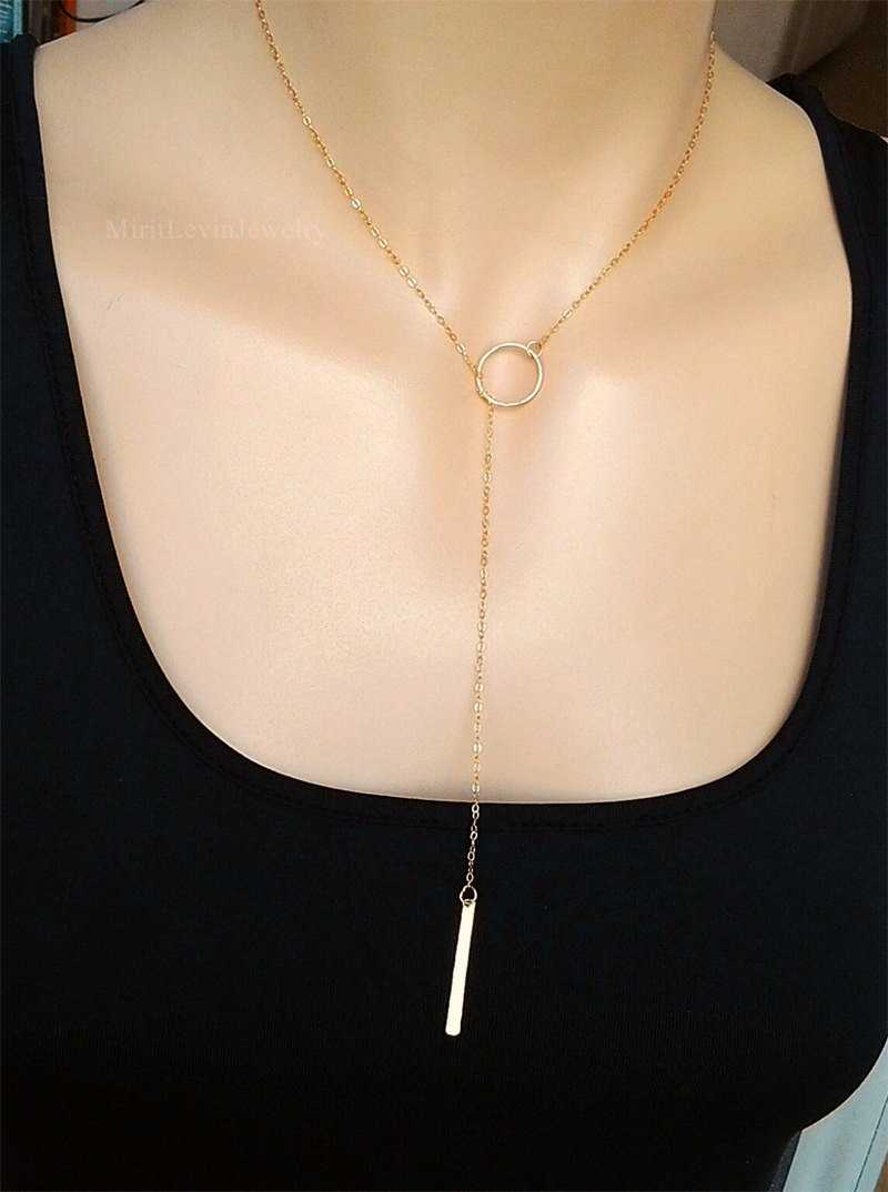 Free Ring And Stick Necklace-Necklace-Kirijewels.com-18K Gold Plated-Kirijewels.com