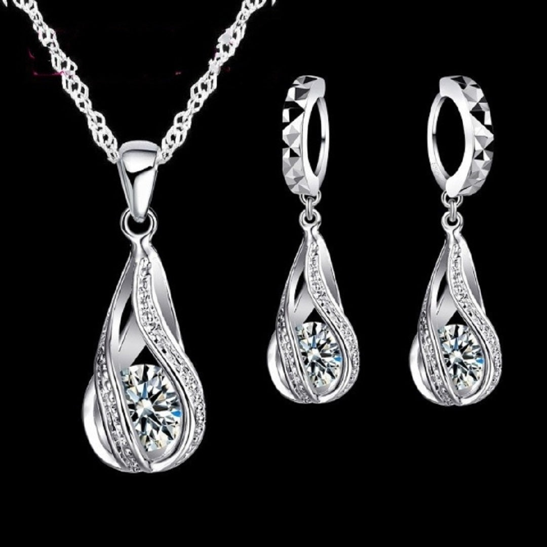 Water Drop Cubic Zirconia Wedding Jewelry Set