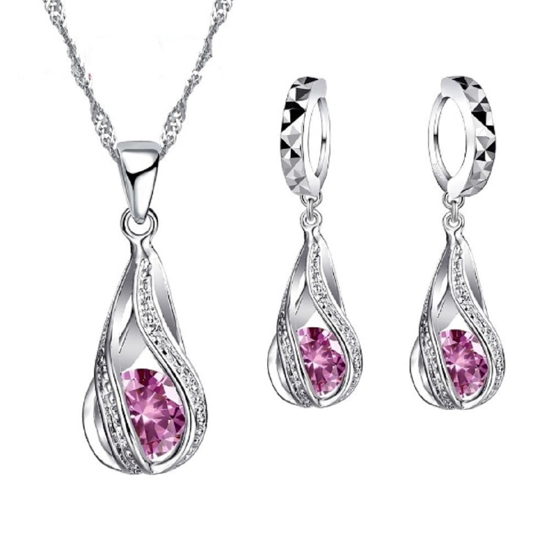 Water Drop Cubic Zirconia Wedding Jewelry Set