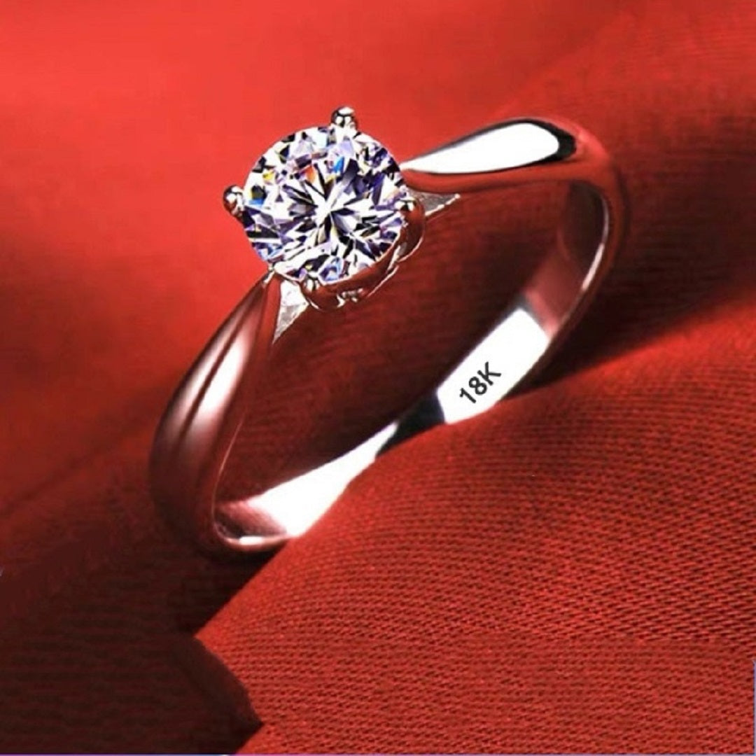 Rosa Round Cut Diamond 18K White Gold Wedding Ring