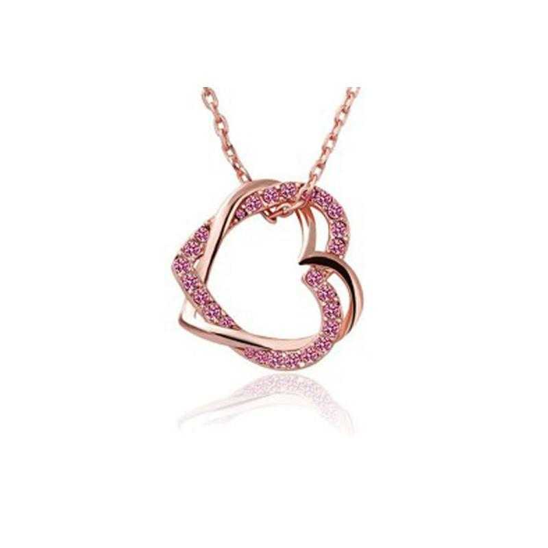 Free Austrian Crystal Double Heart Necklace-Necklace-Kirijewels.com-White-Kirijewels.com