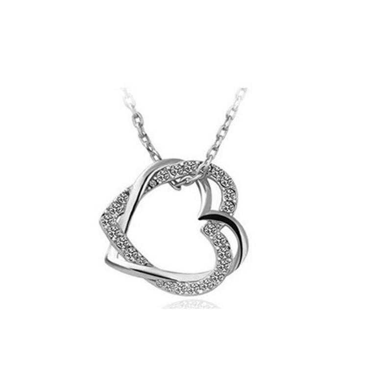 Free Austrian Crystal Double Heart Necklace-Necklace-Kirijewels.com-White-Kirijewels.com